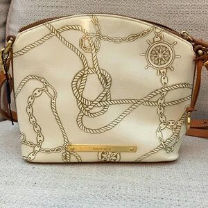 Cream and Brown Women's Bag